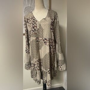 BUCKETLIST Floral Patchwork V-Neck Dress